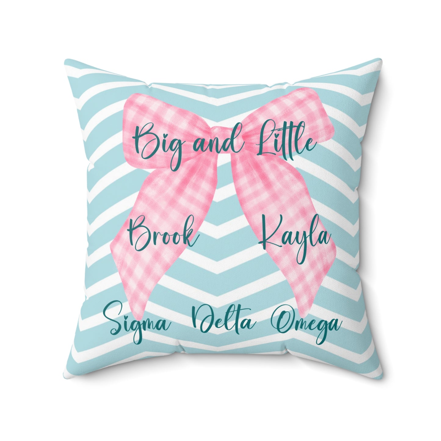 Sorority Pillow, Big Little Personalized Chevron Print, Preppy Bow Decor, Throw Cushion, Greek Life Gift, Dorm Room Accessory