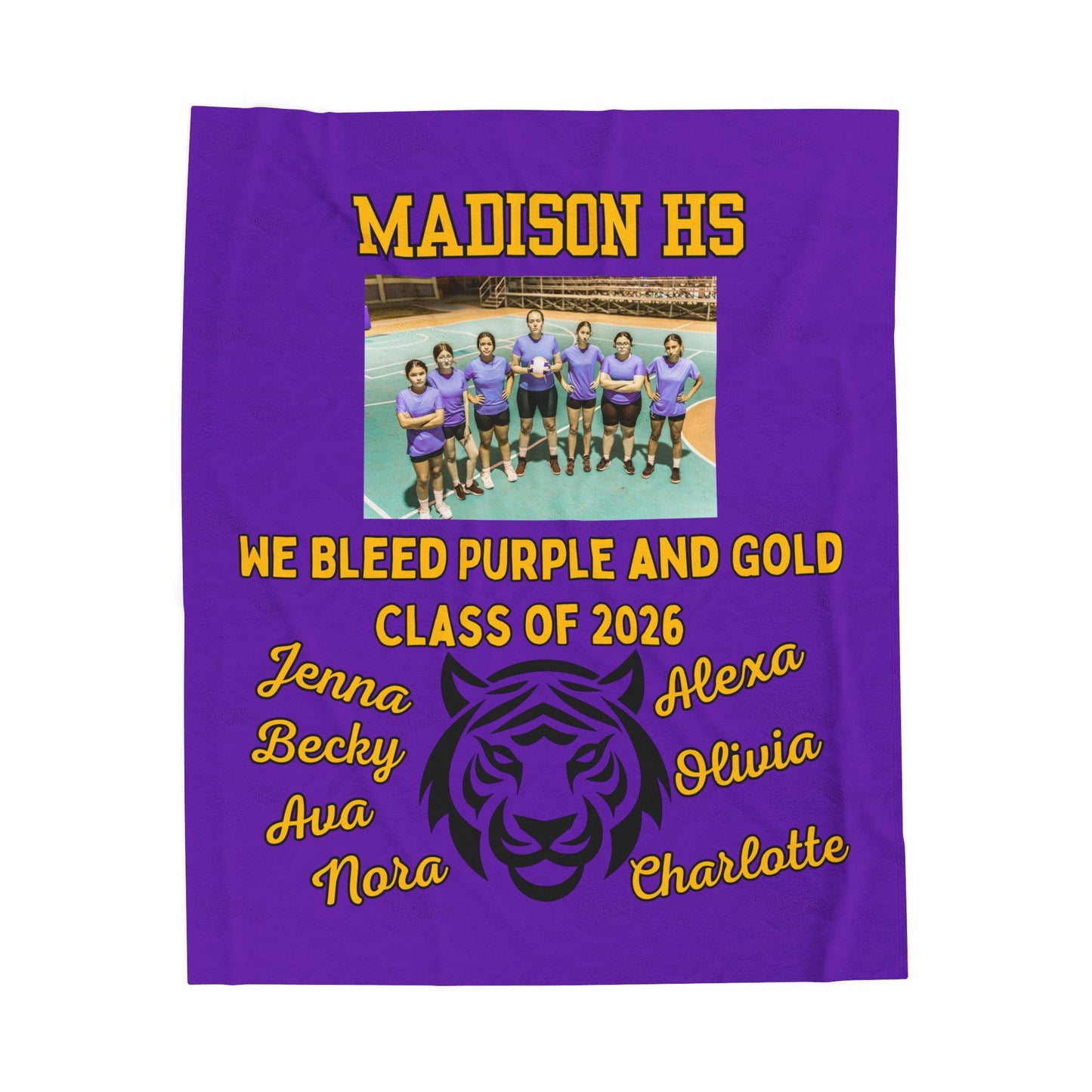 Picture included Senior Night Personalized Throw, School Colors, Mascot, Team Name - Soft Cozy Fleece, Custom Graduation Gift,