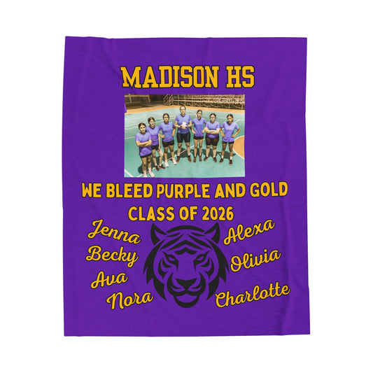 Picture included Senior Night Personalized Throw, School Colors, Mascot, Team Name - Soft Cozy Fleece, Custom Graduation Gift,