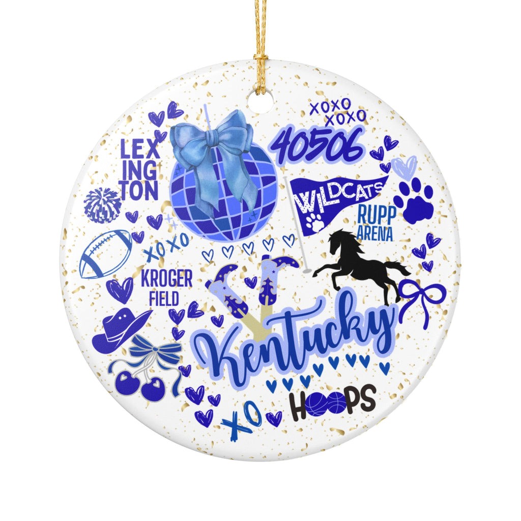 Ceramic Ornament, Spirit Kentucky Fan Christmas Tree Decoration, Holiday Gift, Stocking Stuffer, Wildcat Home Decor