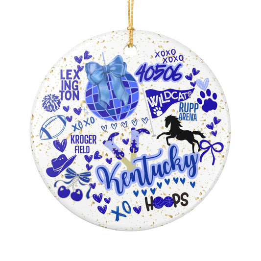Ceramic Ornament, Spirit Kentucky Fan Christmas Tree Decoration, Holiday Gift, Stocking Stuffer, Wildcat Home Decor