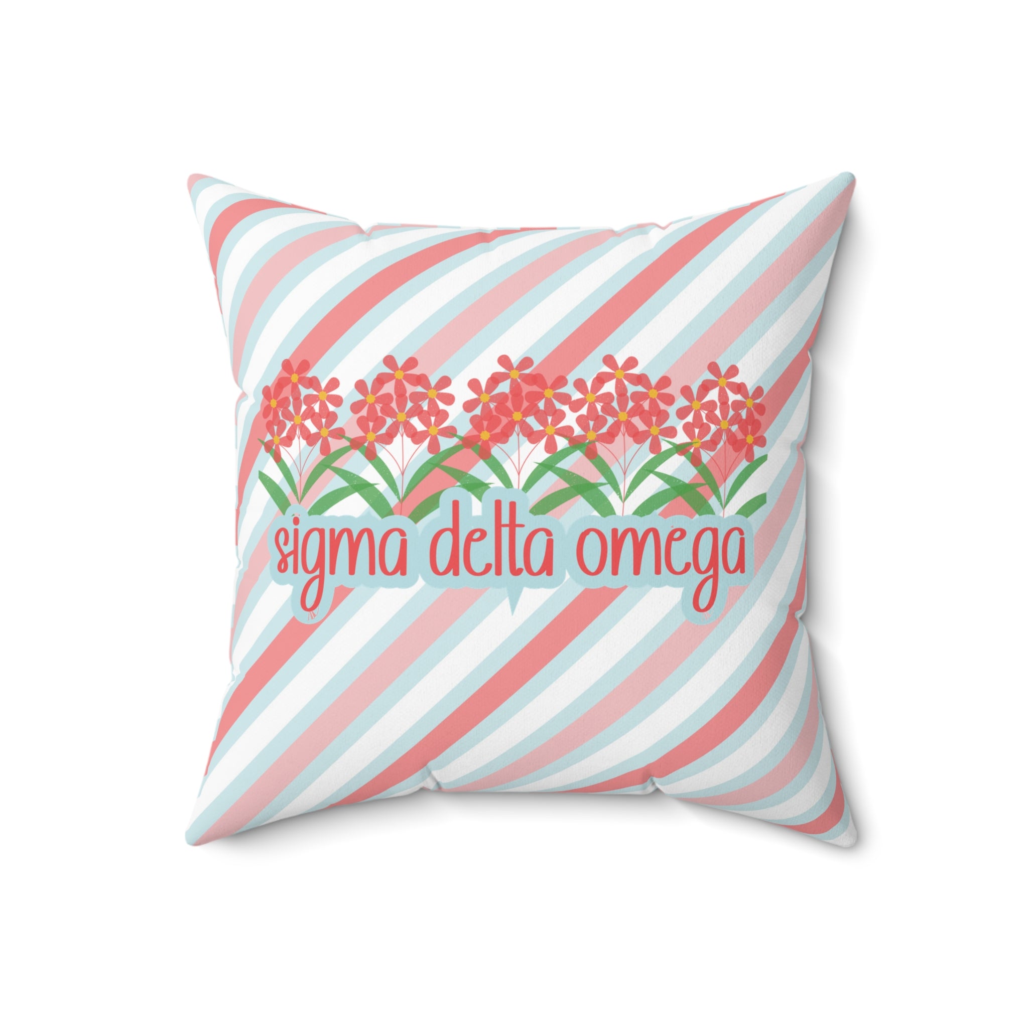 Sorority Square Pillow, Greek Life Decor, Preppy Floral Stripes, Big Little Reveal Gift, Dorm Room Cushion, College Sorority Merch