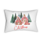Merry Christmas Winter Scene Pillow - 14x20 Decorative Cushion