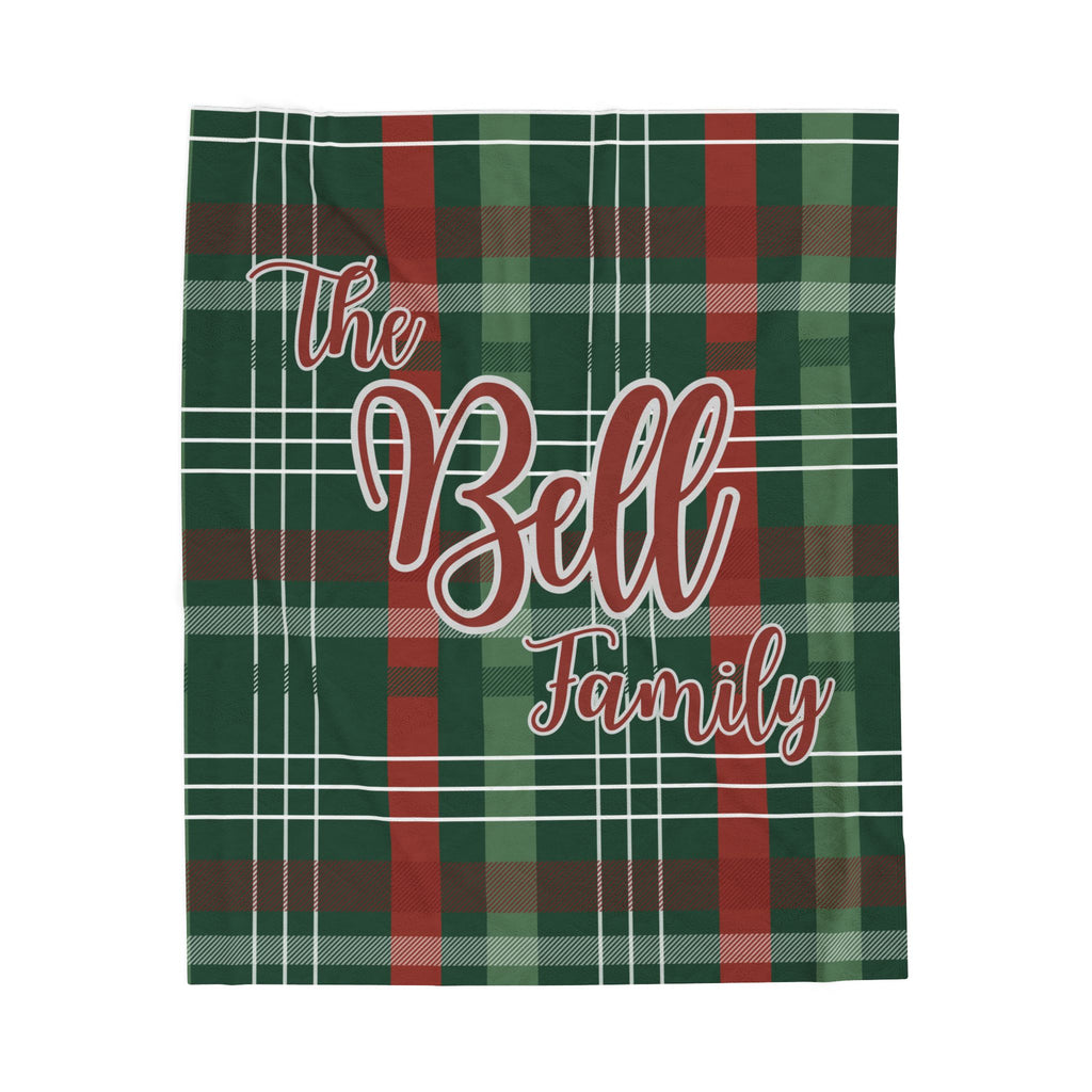 Christmas Tartan Plaid Personalized Family Velveteen Blanket