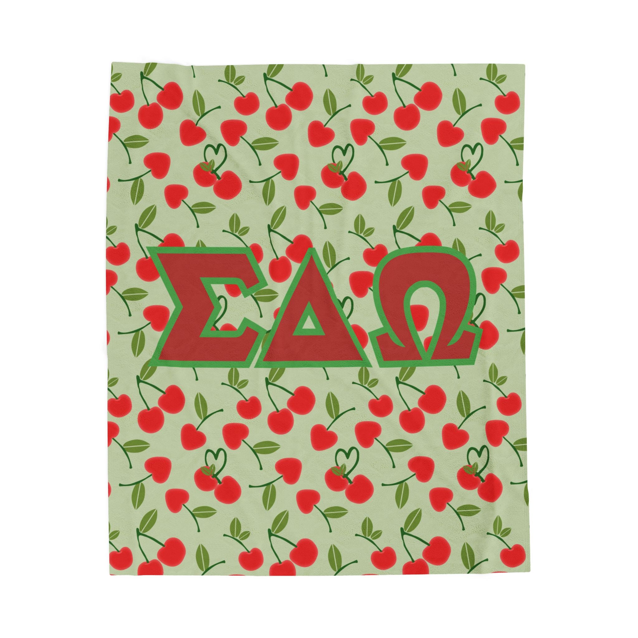 Personalized Sorority Cherry with big letters. Throw, Graduation Gift, Custom College Dorm Decor, Big Little Reveal, sorority gift