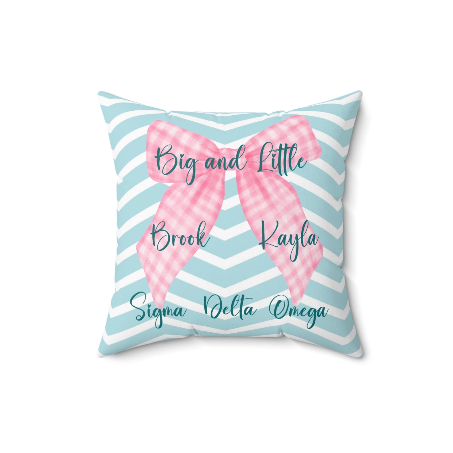 Sorority Pillow, Big Little Personalized Chevron Print, Preppy Bow Decor, Throw Cushion, Greek Life Gift, Dorm Room Accessory