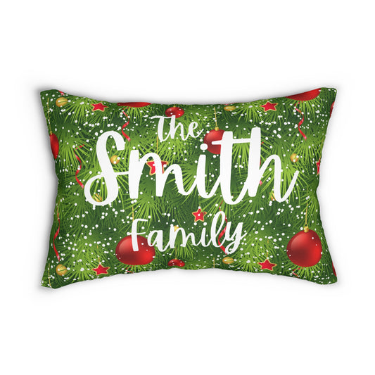 Christmas Personalized Pillow - Holiday Decor, Family Name Pillow, Tartan Cushion, Custom Xmas Gift, Festive Home Pillow