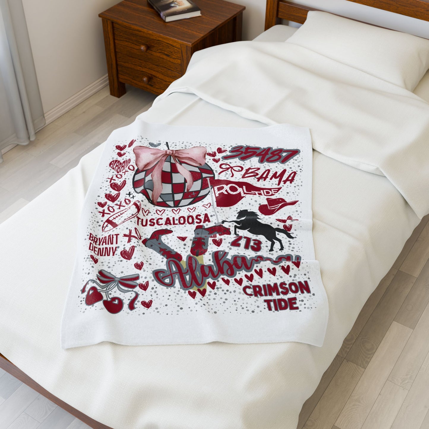 Plush Blanket for Alabama Pride College Fans, Personalized Fleece Throw Gift, University Team Spirit Dorm Bedding, Bama Home Decor,