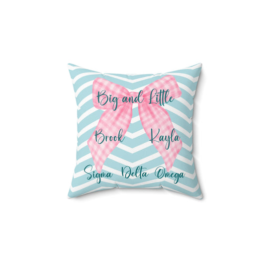 Sorority Pillow, Big Little Personalized Chevron Print, Preppy Bow Decor, Throw Cushion, Greek Life Gift, Dorm Room Accessory