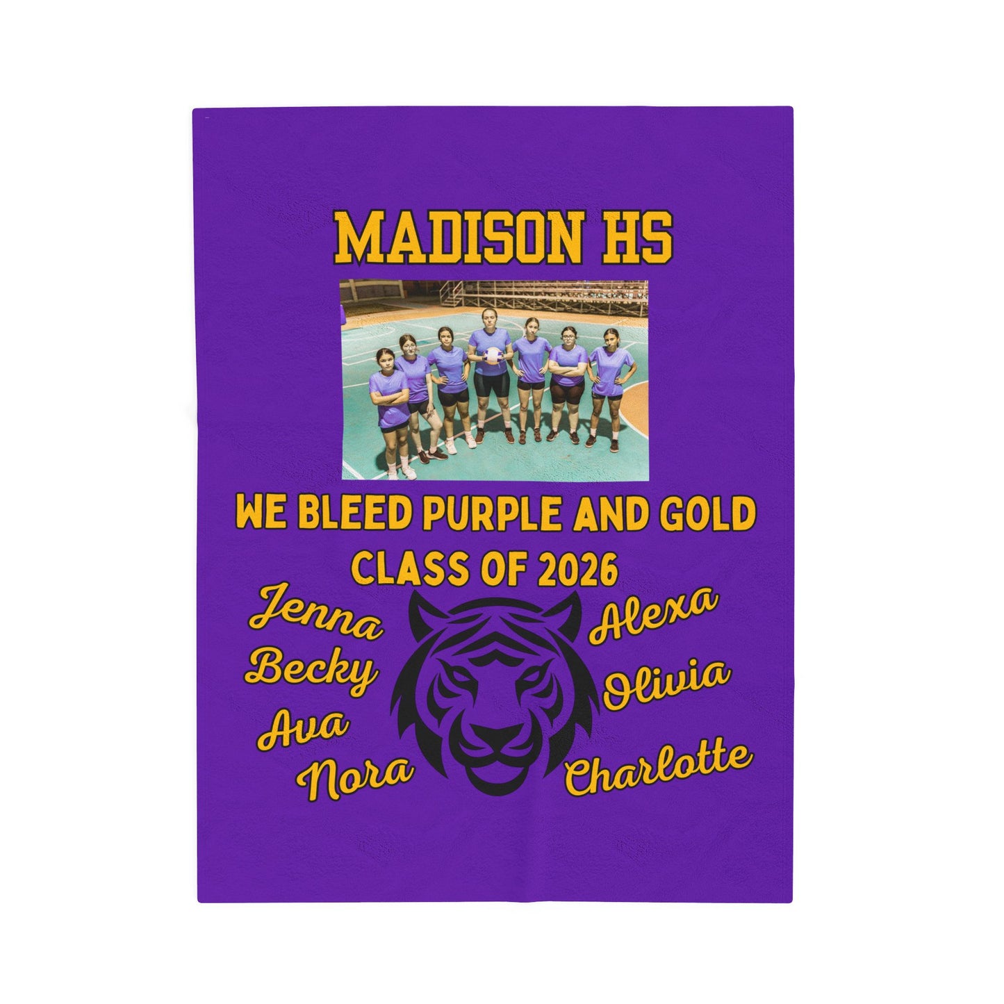 Picture included Senior Night Personalized Throw, School Colors, Mascot, Team Name - Soft Cozy Fleece, Custom Graduation Gift,