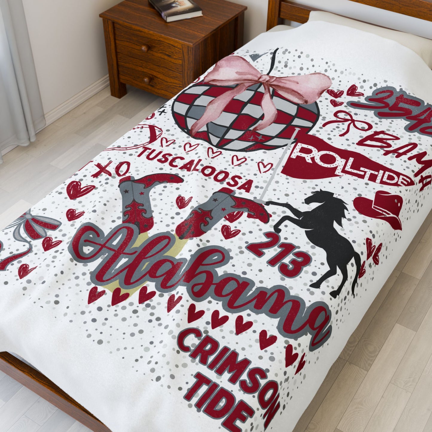 Plush Blanket for Alabama Pride College Fans, Personalized Fleece Throw Gift, University Team Spirit Dorm Bedding, Bama Home Decor,