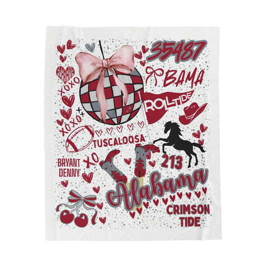 Plush Blanket for Alabama Pride College Fans, Personalized Fleece Throw Gift, University Team Spirit Dorm Bedding, Bama Home Decor,