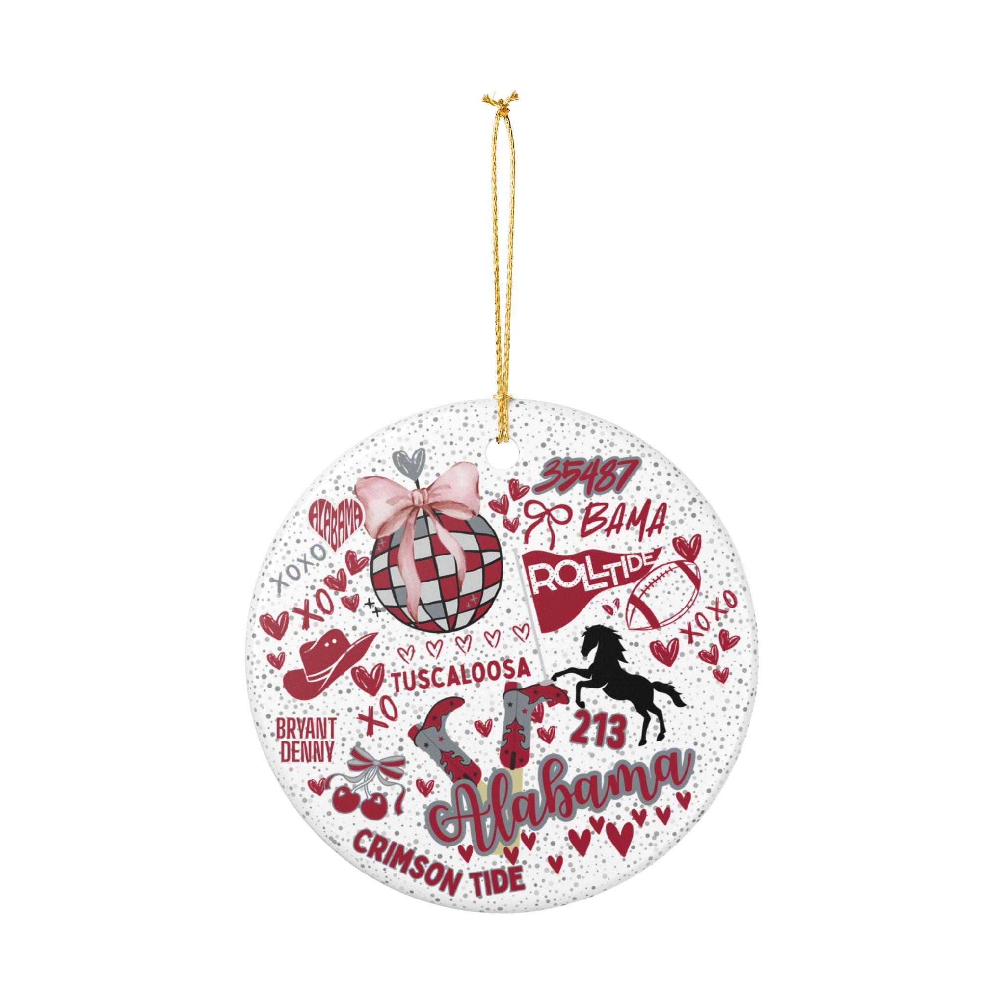 Ceramic Ornament, Spirit Alabama Fan Christmas Tree Decoration, Holiday Gift, Stocking Stuffer, Bama Home Decor
