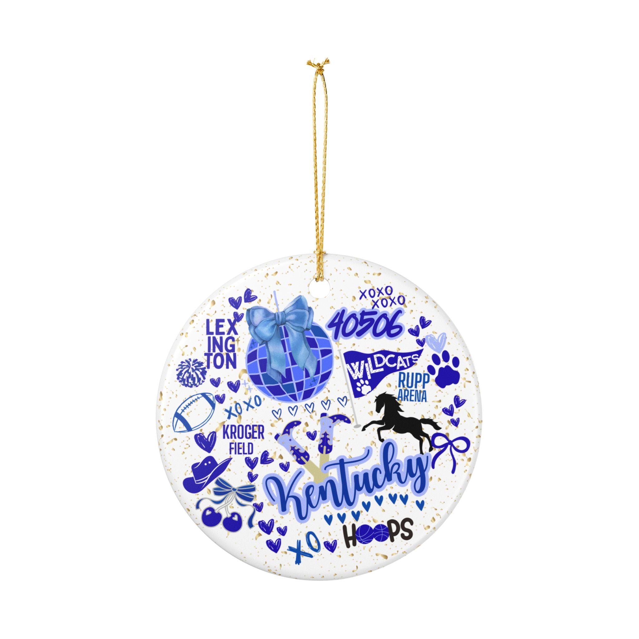 Ceramic Ornament, Spirit Kentucky Fan Christmas Tree Decoration, Holiday Gift, Stocking Stuffer, Wildcat Home Decor