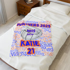 Senior Night Plush Blanket - Senior Night Gift with Roster Names, School Ball Design,  Customized Sports Team Blanket,