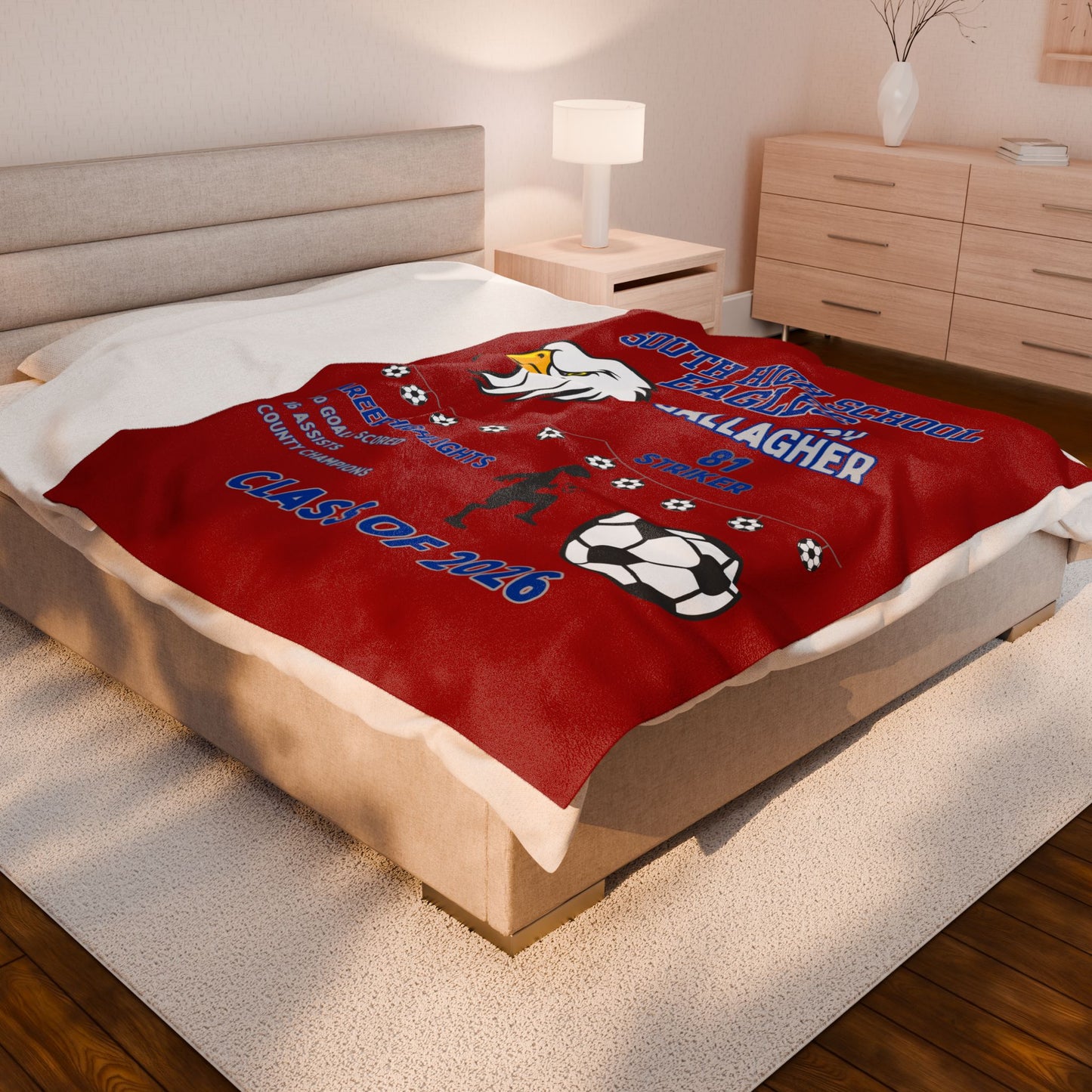 Personalized Senior Night Blanket - Football Basketball Soccer Baseball Softball, Class of 2026, Custom Gift for High School Senior,
