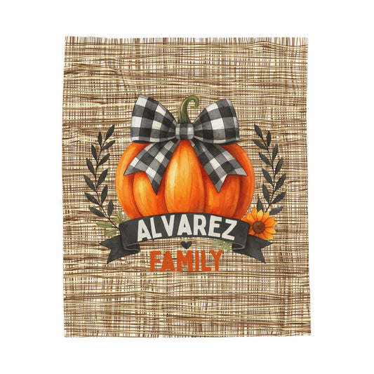 Pumpkin Plush Blanket, Personalized Fall Pumpkin Decor, Cozy Family Name Throw, Autumn Home Blanket, Thanksgiving Gift, Halloween Decor,