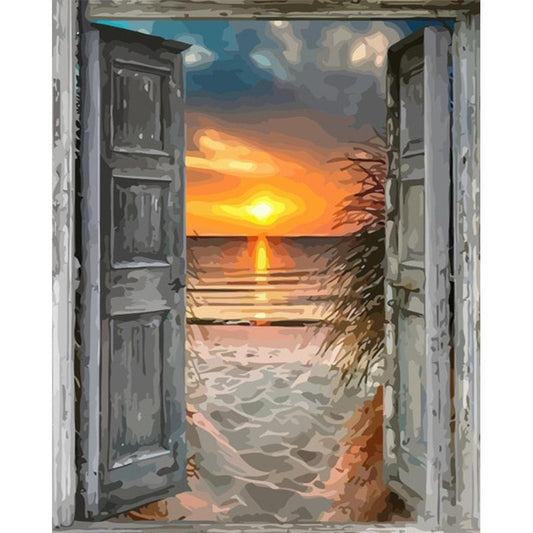 People Digital Picture Frame By Hand-made DIY Frame Front Door Beach Scenery