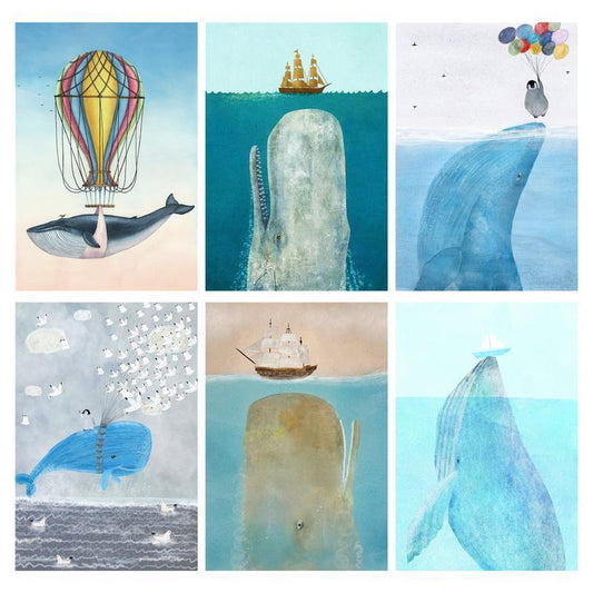 Frameless Blue Whale Digital Painting Wall Art Picture Decoration