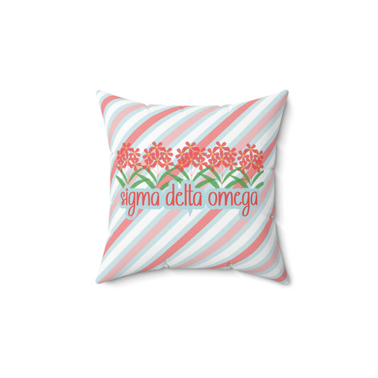 Sorority Square Pillow, Greek Life Decor, Preppy Floral Stripes, Big Little Reveal Gift, Dorm Room Cushion, College Sorority Merch