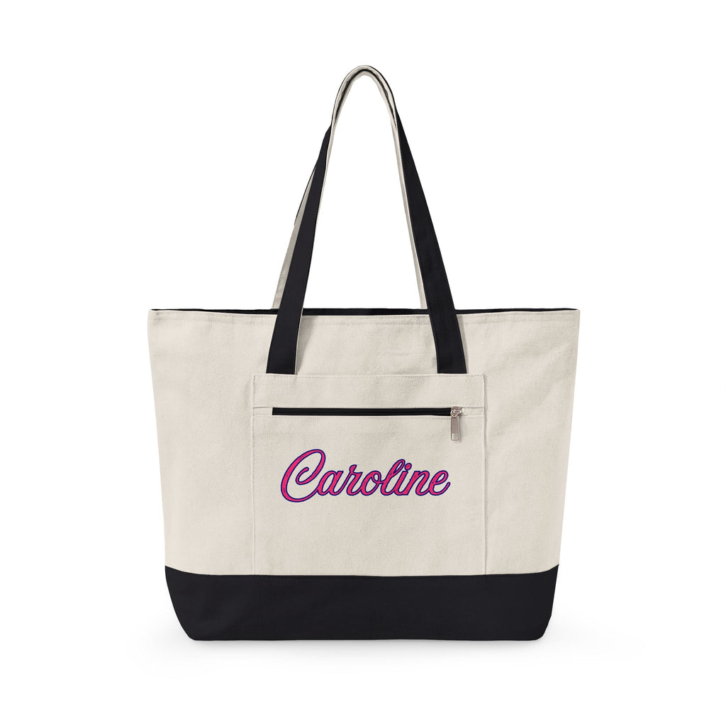 Personalized Sorority Tote Bag |, Custom Name Canvas Zipper Tote