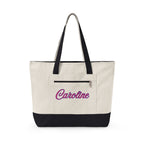 Personalized Sorority Tote Bag |, Custom Name Canvas Zipper Tote