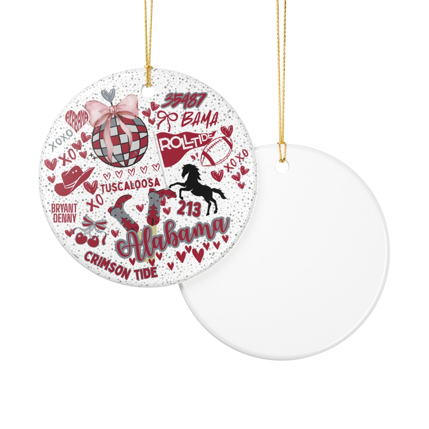 Ceramic Ornament, Spirit Alabama Fan Christmas Tree Decoration, Holiday Gift, Stocking Stuffer, Bama Home Decor