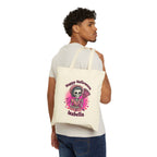 Pink Skeleton Witch Cotton Canvas Tote Bag, Halloween Candy Bag, Trick or Treat Tote, Cute Witch Tote, Halloween Party Bag, Halloween