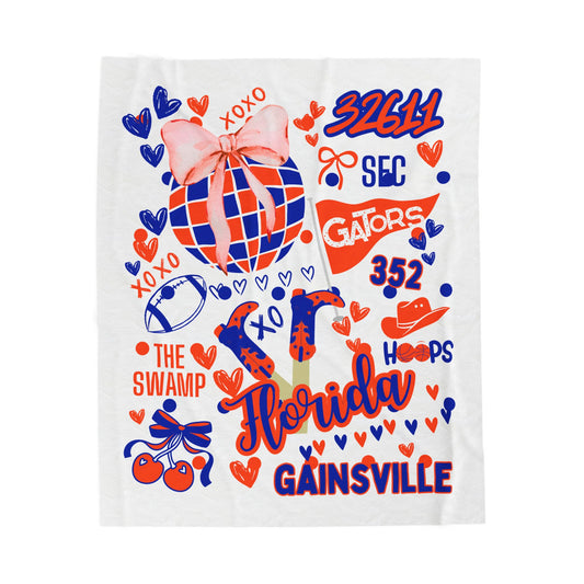 Plush Blanket for Florida Pride College Fans, Personalized Fleece Throw Gift, University Team Spirit Dorm Bedding, Florida Home Decor,
