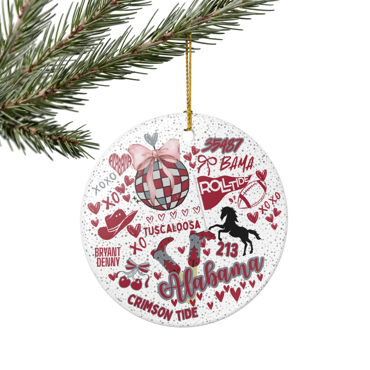 Ceramic Ornament, Spirit Alabama Fan Christmas Tree Decoration, Holiday Gift, Stocking Stuffer, Bama Home Decor