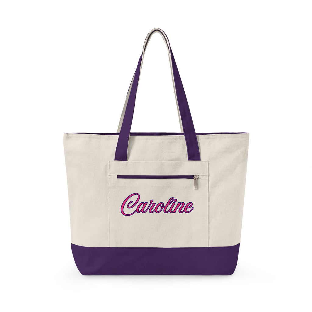 Personalized Sorority Tote Bag |, Custom Name Canvas Zipper Tote