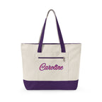 Personalized Sorority Tote Bag |, Custom Name Canvas Zipper Tote