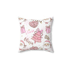Christmas Pink Personalized Spun Polyester Pillow, Holiday Decor, Custom Name Cushion, Festive Square Throw Pillow, Home Accent