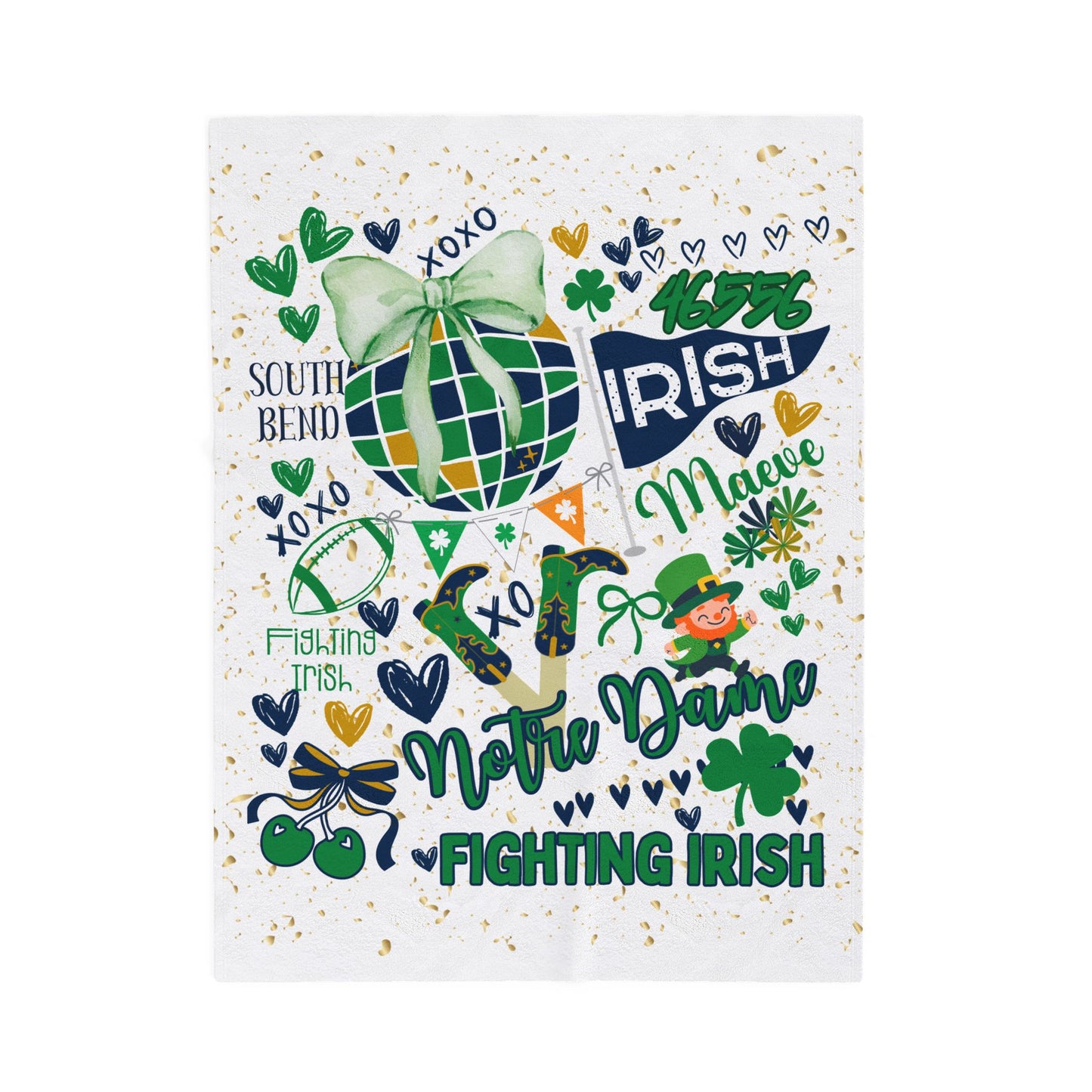 Velveteen Plush Blanket, Cozy Irish SchoolThrow, Irish Spirit Personalized Gift Idea, Shamrock Blanket, Custom Name Blanket, Warm