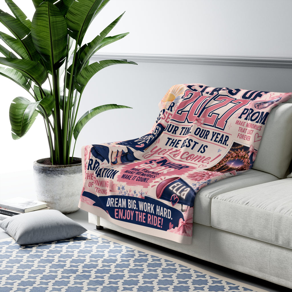 Class of 2027 Sherpa Fleece Blanket — Senior Year Celebration Throw