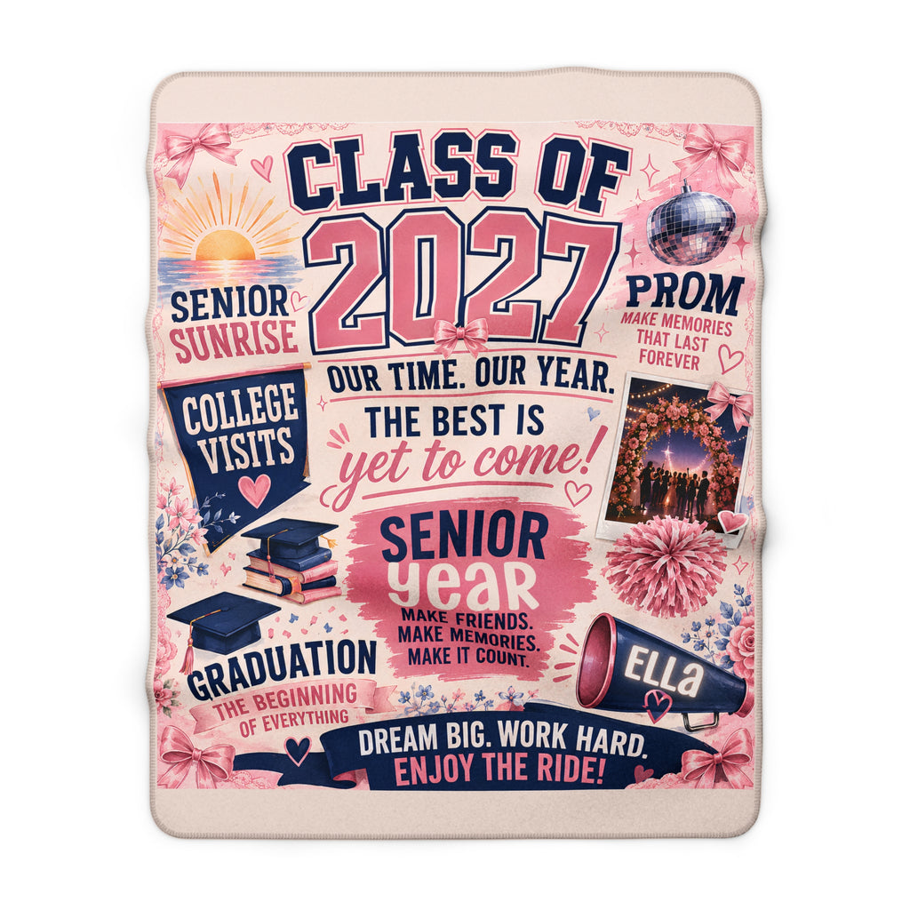 Class of 2027 Sherpa Fleece Blanket — Senior Year Celebration Throw