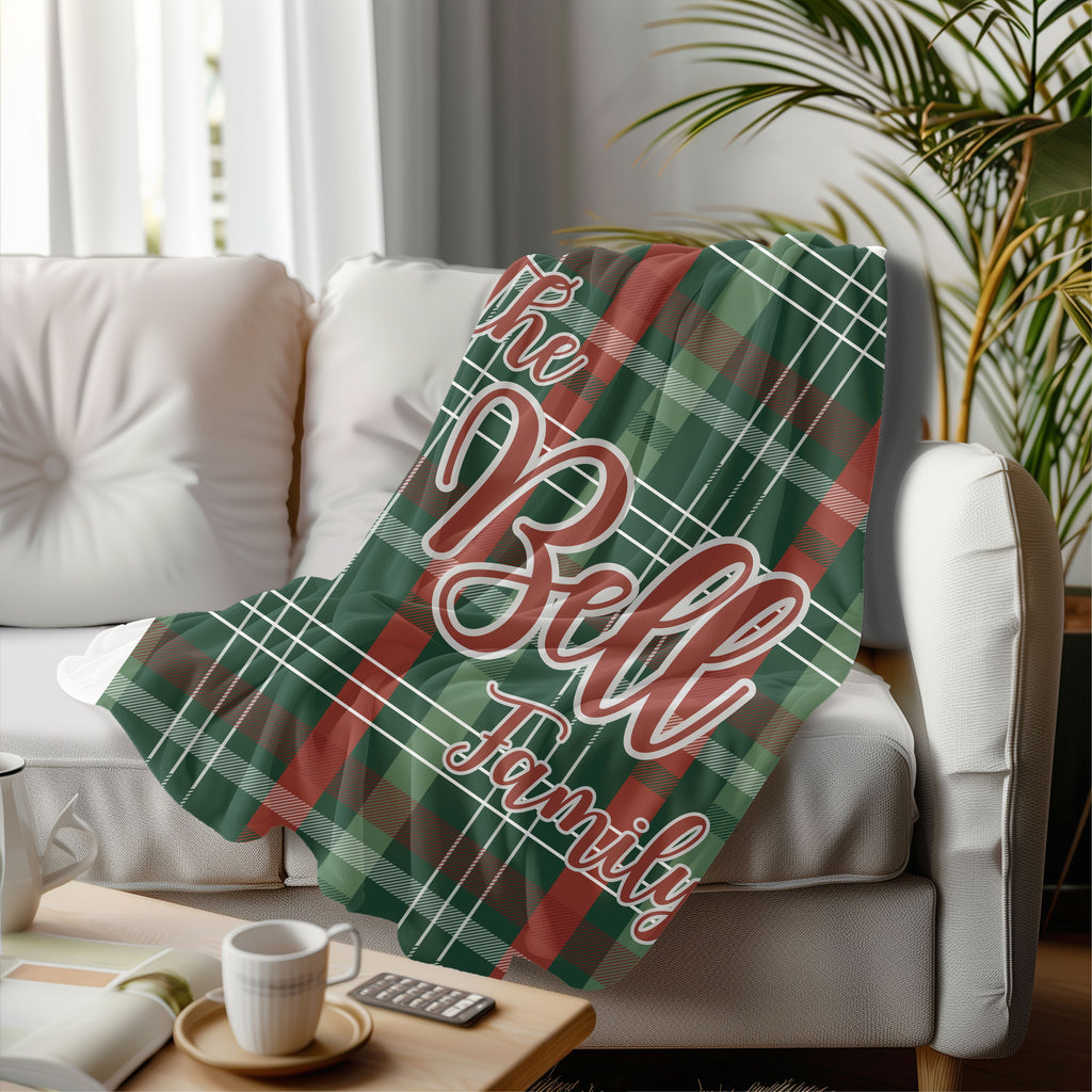 Christmas Tartan Plaid Personalized Family Velveteen Blanket