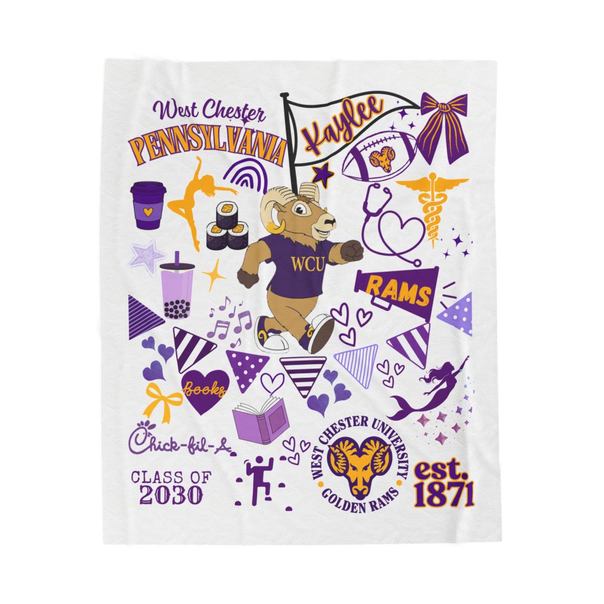 Custom College Commitment Blanket – Classic Collegiate Velveteen