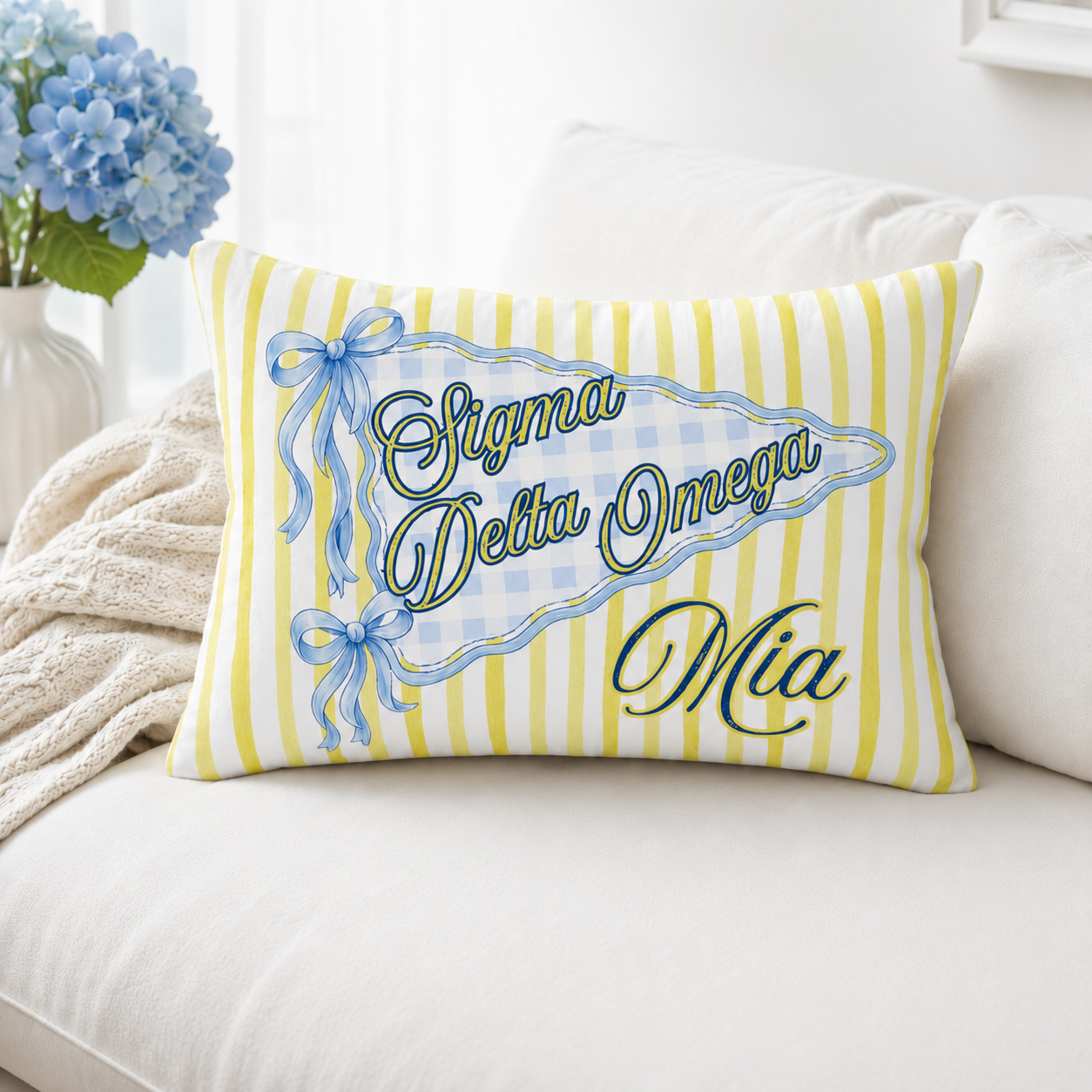 Custom Sorority Name Pillow, Personalized Bid Day Big Little Gift