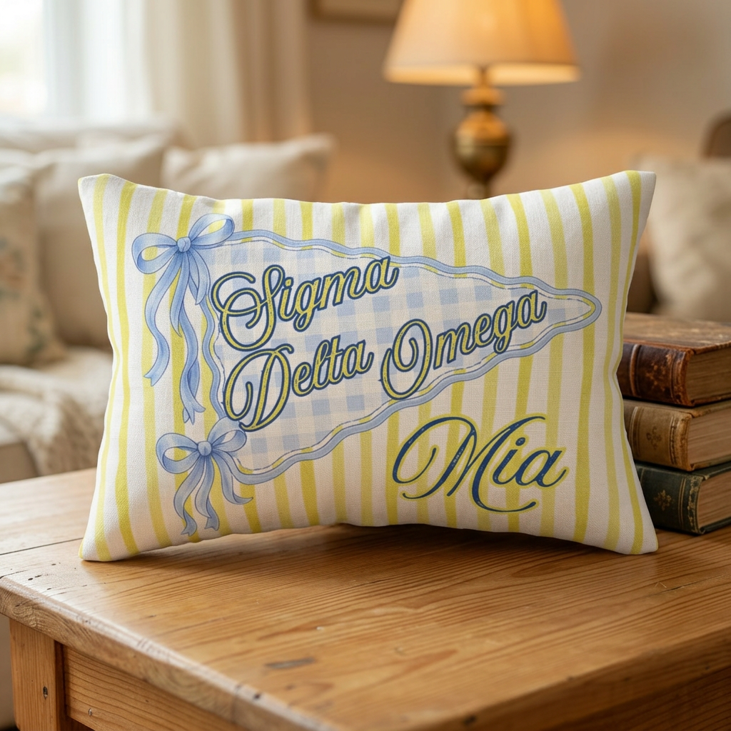 Custom Sorority Name Pillow, Personalized Bid Day Big Little Gift