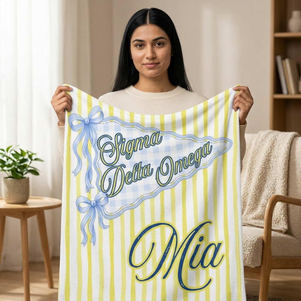 Custom Sorority Name Blanket, Personalized Bid Day Big Little Gift