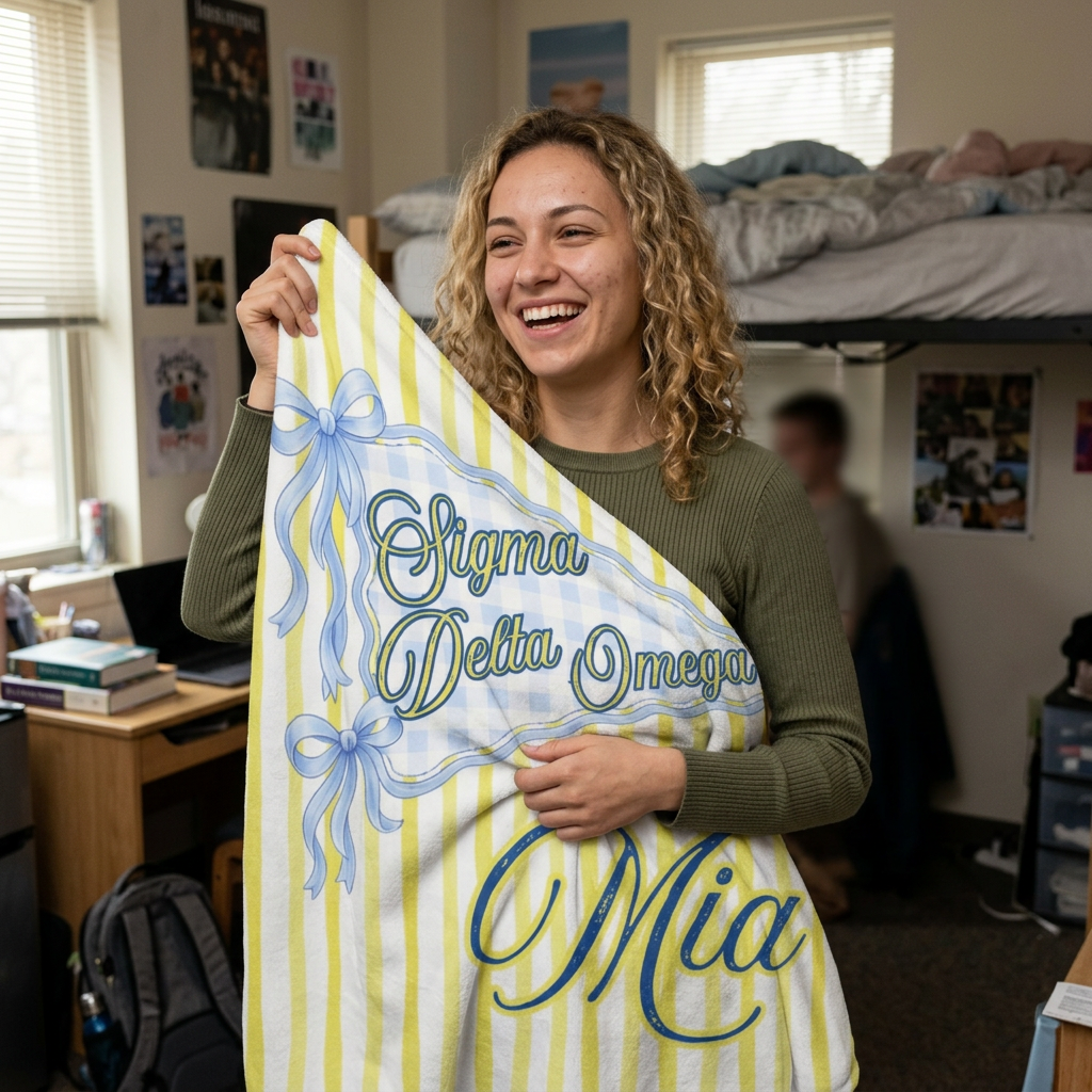 Custom Sorority Name Blanket, Personalized Bid Day Big Little Gift