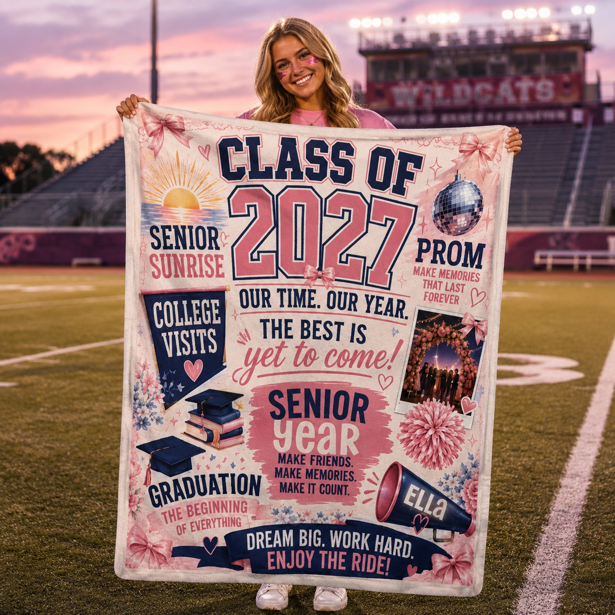 Class of 2027 Sherpa Fleece Blanket — Senior Year Celebration Throw