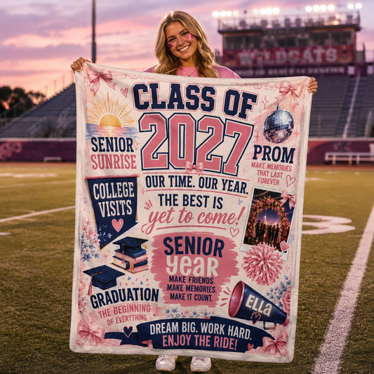 Class of 2027 Sherpa Fleece Blanket — Senior Year Celebration Throw