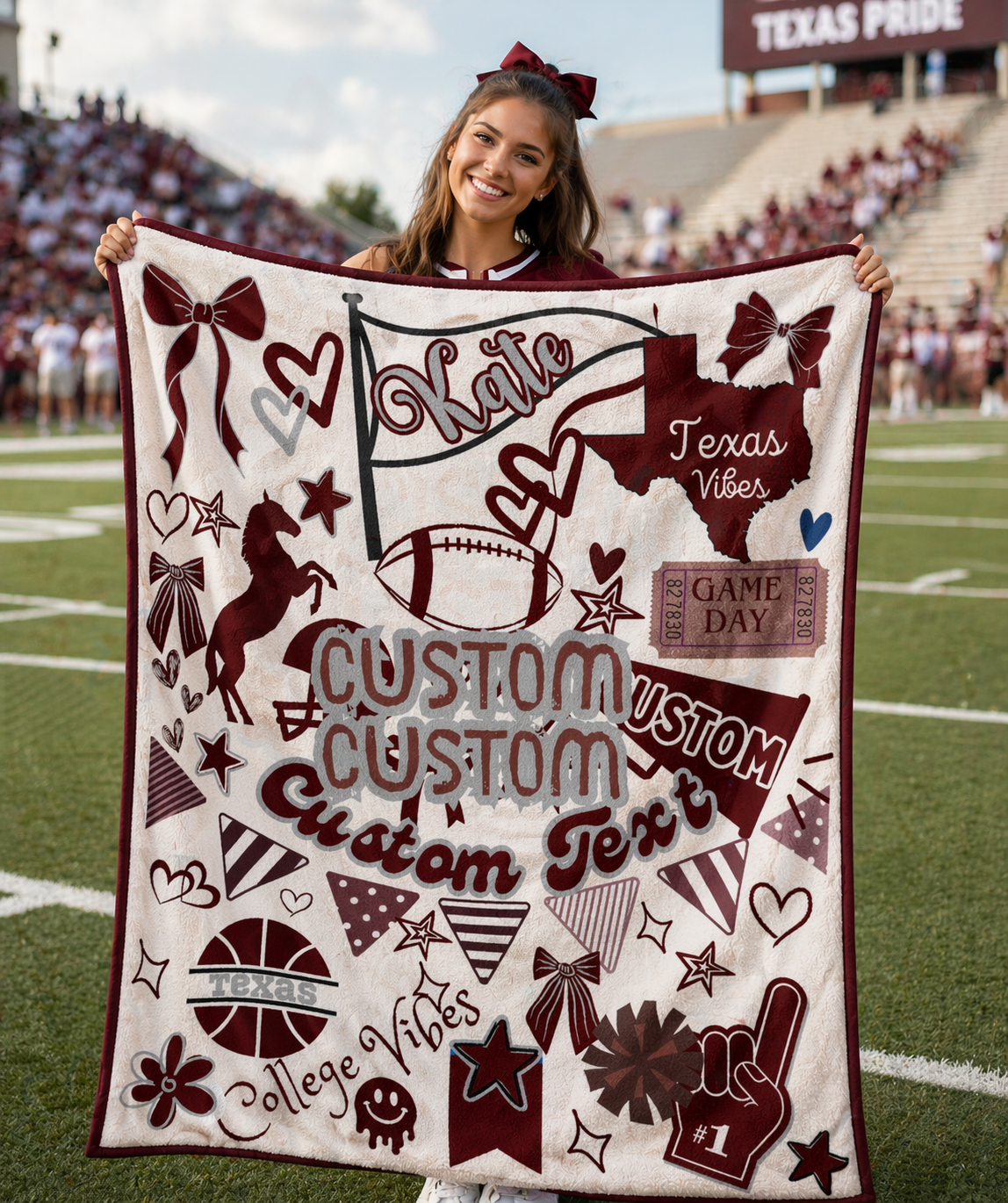 Custom College Commitment Blanket  Velveteen or sherpa  All College Available Personalized