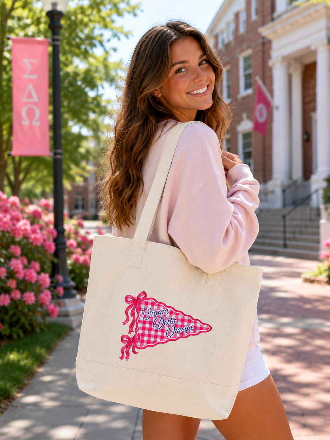 Personalized Sorority Tote Bag |, Custom Name Canvas Zipper Tote