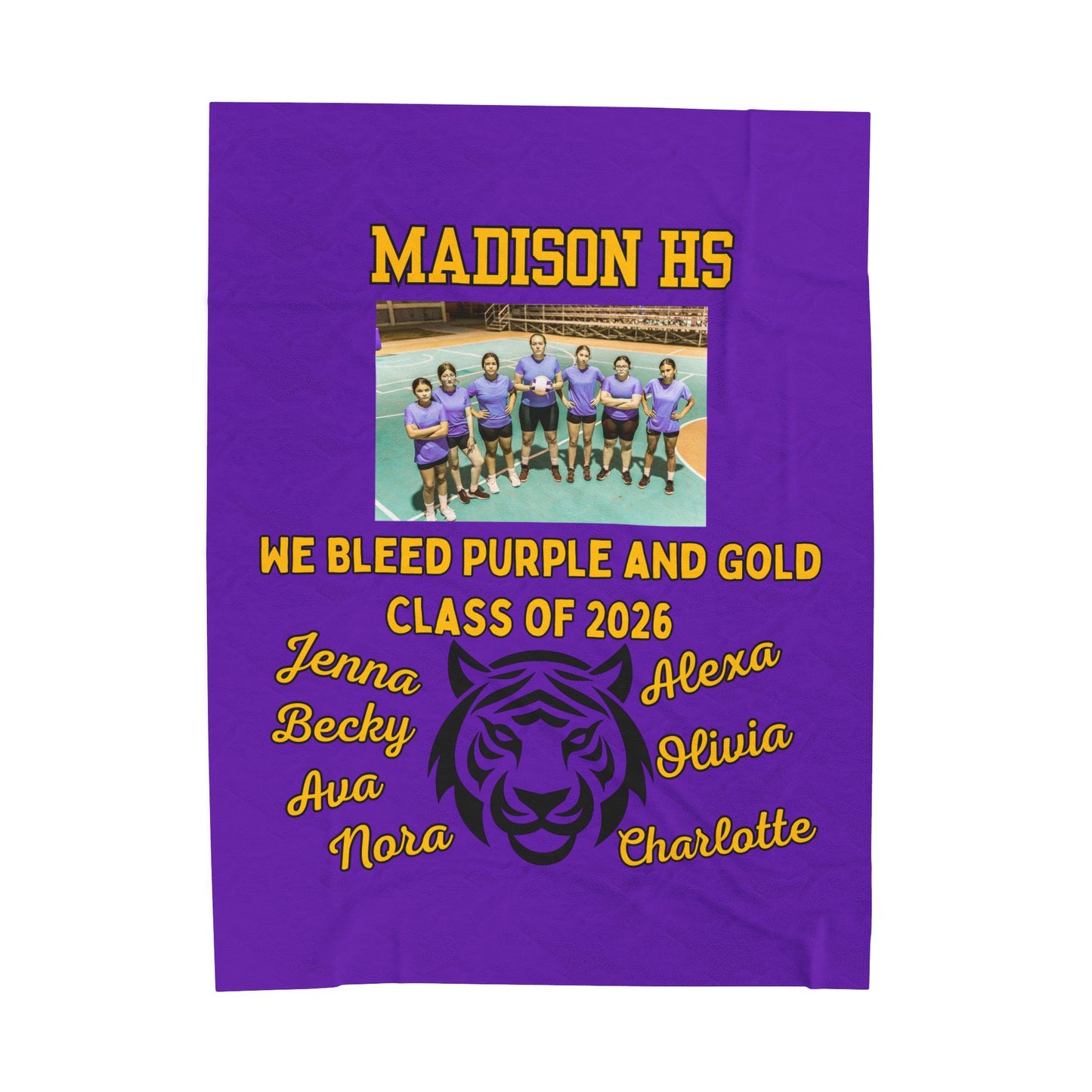 Picture included Senior Night Personalized Throw, School Colors, Mascot, Team Name - Soft Cozy Fleece, Custom Graduation Gift,