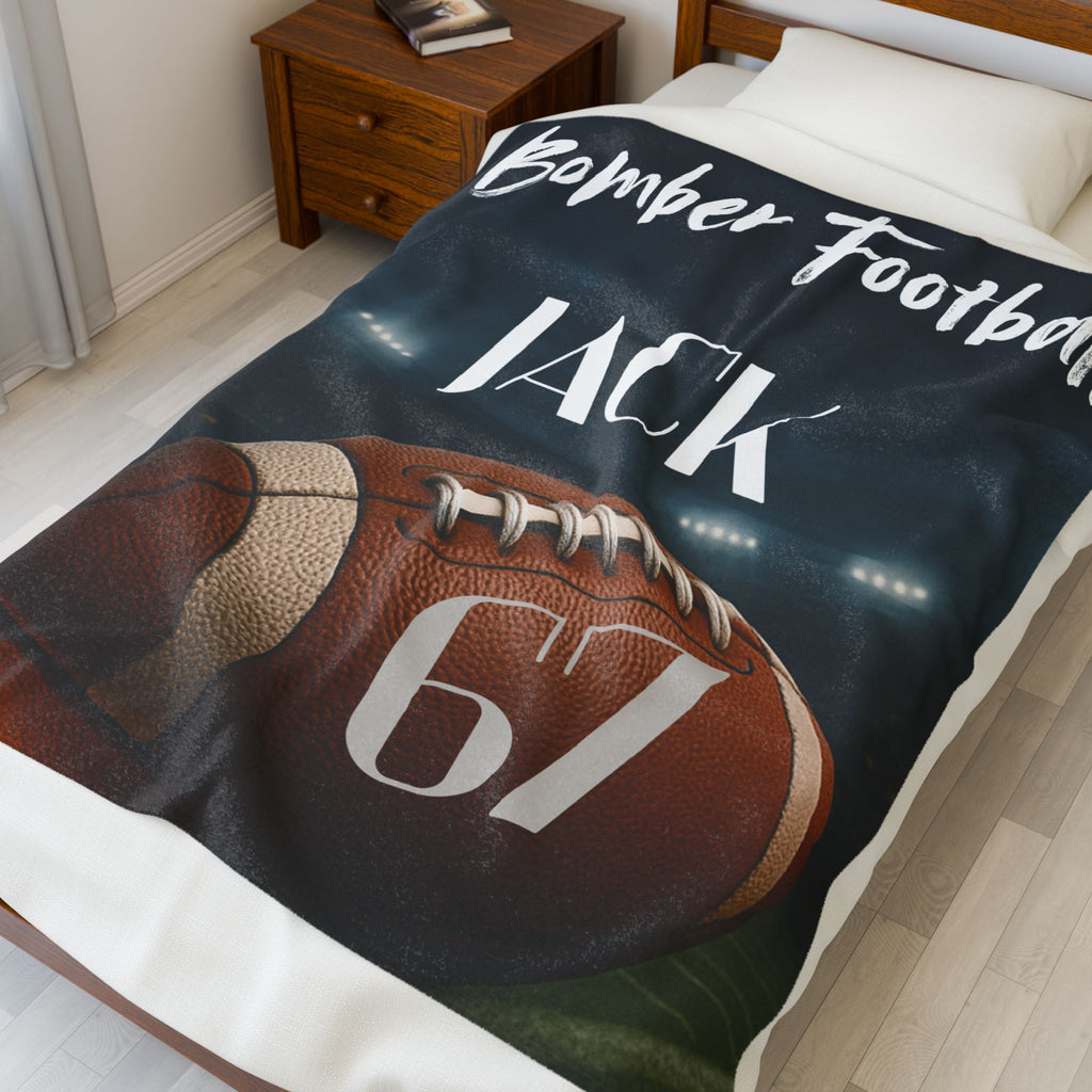 Plush Blanket, High School College Game Day Personalized Team Name Player Number, Customized Gift, Snuggle Fleece Throws, Senior night