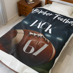 Plush Blanket, High School College Game Day Personalized Team Name Player Number, Customized Gift, Snuggle Fleece Throws, Senior night