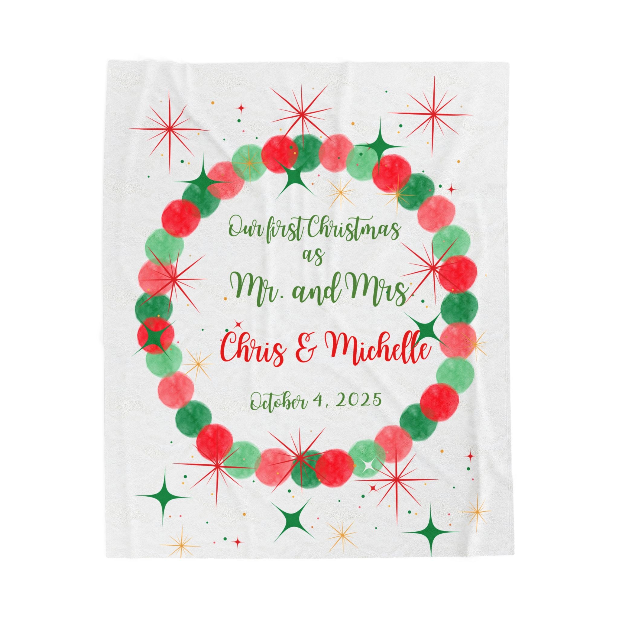 Personalized MR and MRS First Christmas Plush Blanket